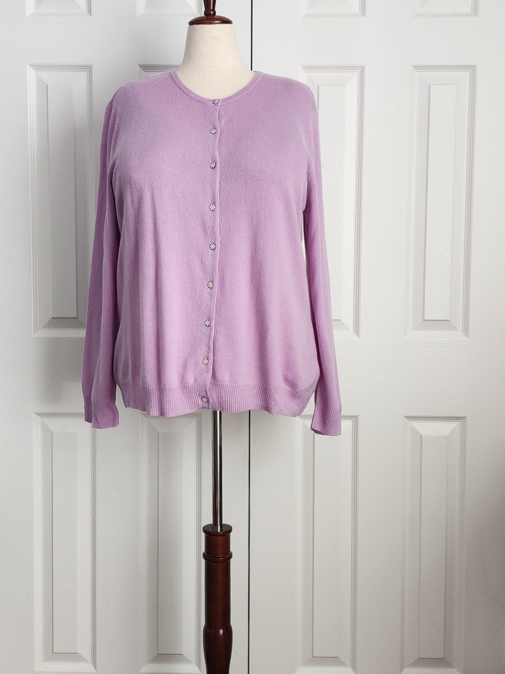 Lane Bryant Cashmere Lilac Crewneck Pearl-Button Sweater 2x
